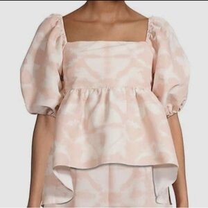 $295 Sachin & Babi Women's Lindsay Pink Smocked Peplum Top Size Large